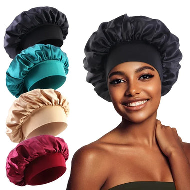 Satin Bonnet for Sleeping New Satin Wide Brim Nightcap Silky Bonnet Hair Wrap for Sleeping Sleep Cap With Elastic Soft Band Styling Cap Hair Wrapping Tool