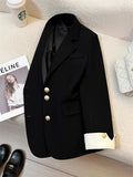Single Breasted Notched Blazer Jackets Fashion Women Solid Long Sleeve Office Lady Blazers Casual Spring Autumn Female Clothes
