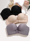 Front Closure Bras For Women Push Up Strapless Bra Seamless Brassiere Soft Underwear Female Sexy Invisible Lingerie Intimate