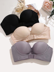 Front Closure Bras For Women Push Up Strapless Bra Seamless Brassiere Soft Underwear Female Sexy Invisible Lingerie Intimate