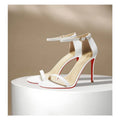 Strap sandals for women with slim heels for the summer of 2026, featuring exposed toes, sexy and fashionable nude high heels