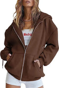 Women's Zipper Hoodie New Sweatshirt Loose Zipper Style Top Women Hooded Jacket Sweatshirt Casual Drawstring Hoodie With Pocket