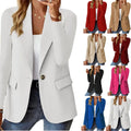 Autumn Long-Sleeved Solid Color Cardigan Small Blazer Women
