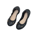 Shallow Mouth PU Ballet Shoes Thread Lightweight Ballet Flats Women Bowknot Foldable Chicken Rolls Dance Shoes Ballet Dance