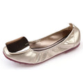 Light Metal buckle roll-up flats ladies shoes cozy moccasins sequined cloth foldable ballet flats woman size35-41
