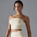 Women Padded Bandeau Tube Top Strapless Wireless Sports Bra Solid Bodycon Yoga Crop Top Push Up Underwear Sexy Fitness Gym Top