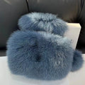 Women Handbag Real Fox Fur Rabbit Ear Bag Women Luxury Mini Square Crossbody Shoulder Bag Winter Warm Hand Muff Phone Purse Fluffy Handbag