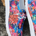 Women's Shoes, Casual Sports Shoes for Ladies, Fashionable Canvas Printed Low-Top Lace-Up, One-Step Lazy Shoes
