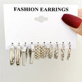 Fashion Geometric Hoop Earrings Set for Women Vintage Bohemian Pearl Gold Color Round Earring Punk Daily Wear Jewelry Gifts 2025