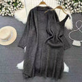 Sweet Pink Knitted Camisole Dress Two-piece Suit Women Casual Slim Long Sleeve Cardigan+Suspenders Vintage Sweet Chic Dresses