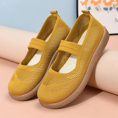 YNPO Summer New Women Cloth Shoes Slip on Perforated Soft Sole Non Slip Driving Moccasins Breathable Casual Flats