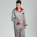 Silk Pajamas Satin Men Silk Satin Pajamas for Men Sleepwear Cozy Soft Print Long Sleeve Nightgown Tops + Trousers Two Pieces Mens Pajama Set
