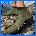 Shoes Men Hiking Shoes Breathable High Cut Non Slip Travel Hiking Sports Shoes Wear-resistant Lightweight Fishing Casual Walking Shoes