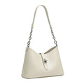 Genuine Leather Women Bucket Bag Chain Handle Lock Closure Shoulder Crossbody Handbag Korean Style