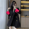Spring Autumn Woman Youthful Clothes Office Lady High Quality Outer Wears Solid Jacket Coats for Women Black Long Blazer