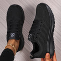 Four-Season Women's Casual Sports Shoes, Breathable Solid Color Work Shoes, Student Running Shoes, Mesh Lace-Up Travel Shoes, Flat Women's Shoes, Low-Top Women's Shoes