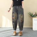 2026 Artistic Retro Embroidered Jeans Women's Wear Spring Autumn New Loose High Waist Elastic Denim pants Female Casual Trousers