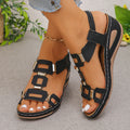 2026 Vintage Women's Wedge-Style Sandals Breathable Lightweight Elastic Slip-On Casual Oversized Summer Beach Shoes Size 36-43