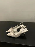 2025 Spring New French Baotou Sandals Fashionable and Sexy Bow High Heels with a Sharp Point Shallow Mouth Stiletto Sandals