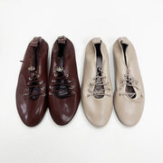 NEW Spring Lace Up Women's Shoes Soft Leather Outdoor Casual Ballet Flats Walking Large Gize Brand Comfortable Ladies Loafers