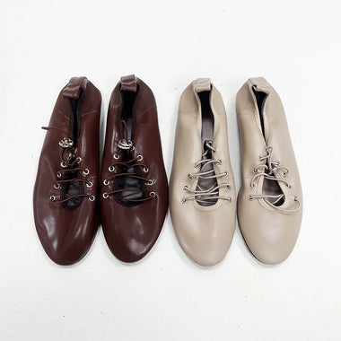NEW Spring Lace Up Women's Shoes Soft Leather Outdoor Casual Ballet Flats Walking Large Gize Brand Comfortable Ladies Loafers