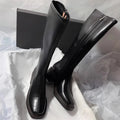 Vintage Thick Heel Women Knee High Boots Fashion Side Zippers Shoes Autumn Winter Ladies Concise Long Botas De Mujer