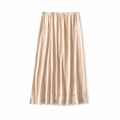 Thin Ice Silk Modal Female Half Length Skirt Lace Anti-glare Underskirt Mesh Flower Pure Color Half Slip Dress Petticoat