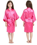 Silk Kimono Girl Dress Pink Bathrobes for Girls Nightwear Satin Silk Kids Robes Summer Girl Nightgown Sleepwear Children Kimono Wedding Spa Party Dress