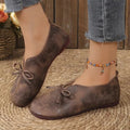 2026 All-Season New Women's Vintage Flat Sole Mom Shoes - Bow Slip-On Casual Flats, Plus Size Comfortable Commuter Shoes