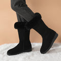 EOFK Women Snow Boots Winter Fur Waterproof Mid Calf Faux Suede Concise Warm Flat With Zip Solid Ladies Ankle Bootie Shoes