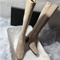 Square Toe Sexy High Heel Knee-high Boots2026 Autumn Luxury Brand Women's Warm Suede High Boots Walking Dress Slim Women's Boots