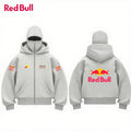 2026 New Men's Red Bull Logo Double-Hood Hoodie – Sporty, Balaclava-Style, Gothic & Harajuku Aesthetic, Zip-Up, Fast Shipping