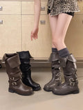 Fall/Winter High-End Retro Women's Two-Wear Ankle Boots with Belt Buckle and Knee-Length Boots - Cool and Stylish Rider Boots