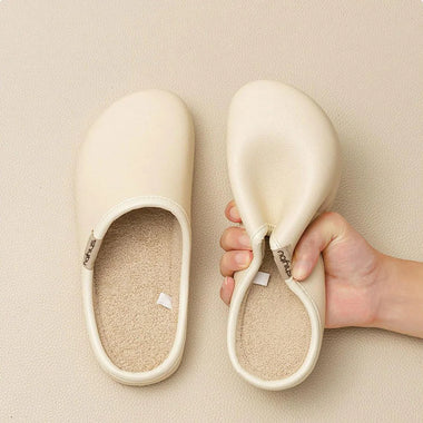 Plush Lined House Slippers With PU Leather Upper And EVA Sole For Women And Men
