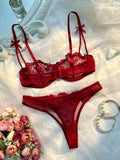 Sexy Lingerie Women Thin Transparent Lace See Through Female Erotic Underwear Bra And Panty Set Sleepwear Suit Embroidery Floral