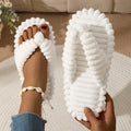 Fashion Clip Toe Corduroy Slippers Women Indoor Soft Sole Warm Plush Flip Flops Woman Comfortable Flat Bottom Home Slippers 45
