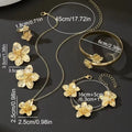 6-Piece Combination Set, Five-Petal Flower-Shaped Women's Jewelry Collection, Includes Necklaces, Bracelets, Bangles, Earrings, and Adjustable Open Rings, Suitable for Fashion Parties or as Birthday Gifts