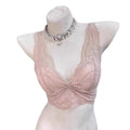 New White Lace Bras Deep V Neck Gathered Design Bra without steel ring No Steel Ring French Lace Lingerie for Everyday Wear