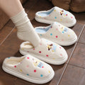 2026 New Cartoon Hot Dog Plush Home Slippers Women Cute Polka Dot Indoor Warm Fuzzy Shoes Girls Light Bedroom Eva Cotton Slides