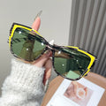 New Fashion Women Color Block Cat Eye Eyeglasses Frame Trendy All Match Fashion Personality Sun Glasses UV400 Sunglasses