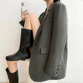 Gray Blazer Woman Black Jacket Outerwears Solid Over Clothes Coats for Women Dress Loose Long Korean Reviews Many Outdoor New In