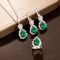 4Pcs Women Jewelry Set Teardrop Crystal Pendant Necklace Earrings Wedding Daily Banquet Anniversary Jewelry Gifts