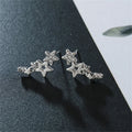 Shiny Star Women's Stud Earrings Exquisite White Zircon Versatile Female Earring Silver Color Metal Mini Crystal Party Gifts