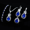 5-Piece Set of Fashionable Women's Colorful Teardrop-Shaped Stainless Steel Rhinestone Jewelry Set, Including Necklace, Bracelet, Earrings, and Ring, as a Holiday Gift for Her