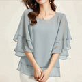 2025 ZANZEA Fashion Women Chiffon Blouse Solid Color Tops Tunic Autumn 3/4 Sleeve Ruffled Shirts Casual Office Lady Elegant Tops