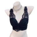 New White Lace Bras Deep V Neck Gathered Design Bra without steel ring No Steel Ring French Lace Lingerie for Everyday Wear