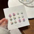 Korean Delicate Candy Sweet Resin Holiday Flower Stud Earrings Set For Women Girls Charm Piercing Jewelry Y2K Gifts Dropship