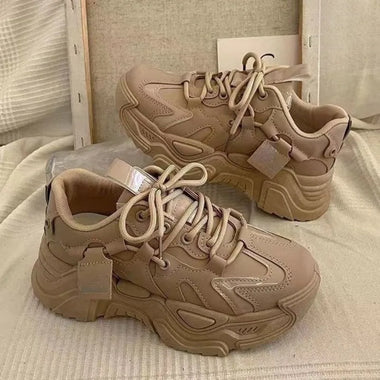 Autumn Women Thick-Soled Breathable Dad Sneakers Lady Mesh Running Sports Shoes Casual Soft-Soled Height-Increasing Shoes