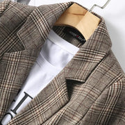 Vintage Blazer Women  Single Breasted Office Ladies Plaid Blazer Long Sleeve Loose Plaid Coat Jacket Women Blazers Female 2025