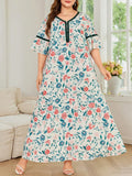 Floral Dress GIBSIE Plus Size Floral Print V-Neck Summer Dress Women 2027 New Half Sleeve Beach Casual Loose Lady Vacation Long Dresses